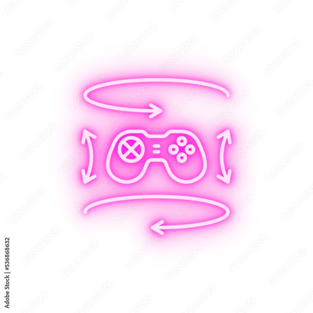 Gamepad augmented reality rotation neon icon Gamepad augmented reality rotation neon icon
