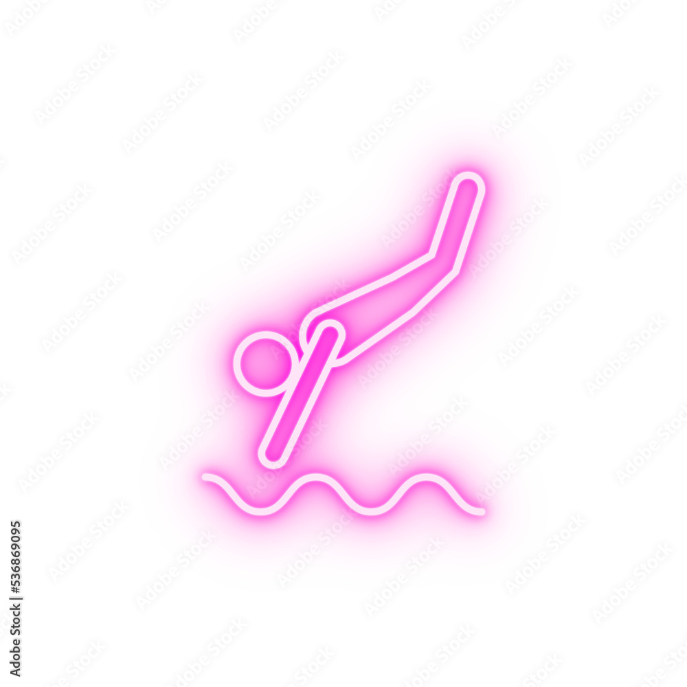 diving sign neon icon diving sign neon icon