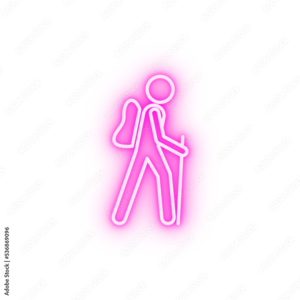 trail walking sign neon icon trail walking sign neon icon