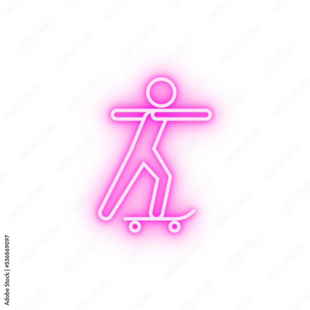 skateboarding sign neon icon skateboarding sign neon icon