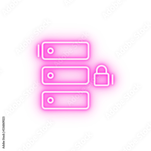 Database lock networking neon icon