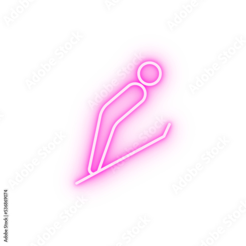 ski jumping sign neon icon