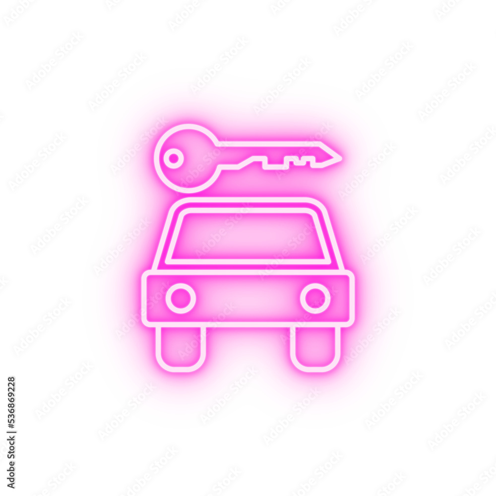 car rental sign neon icon
