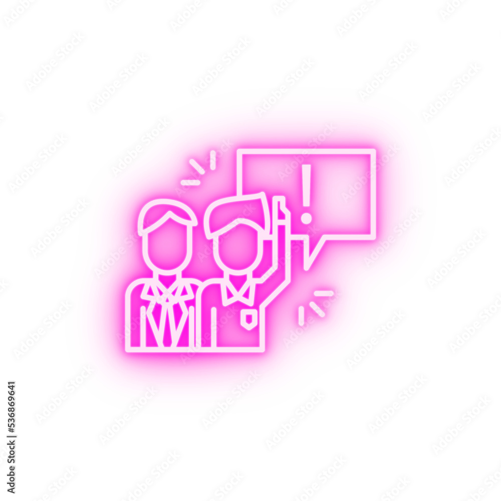 business man protest team teamwork neon icon business man protest team teamwork neon icon