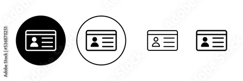 License icon vector. ID card icon. driver license, staff identification card