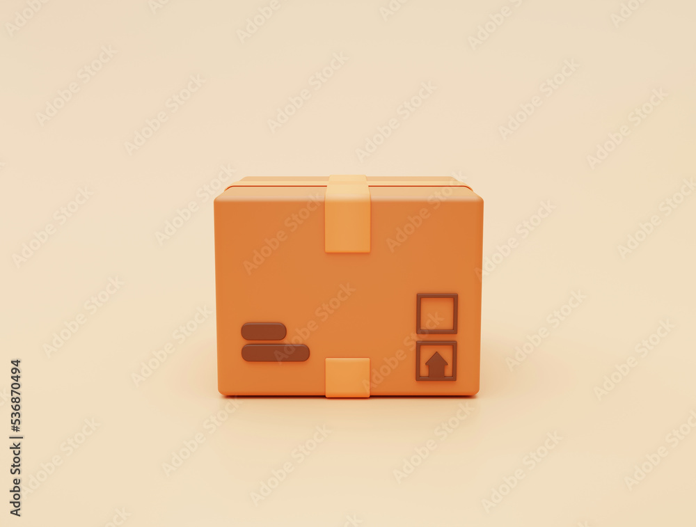 Obraz premium Cardboard box parcel package icon deliver express delivery transportation logistics concept background 3d rendering illustration