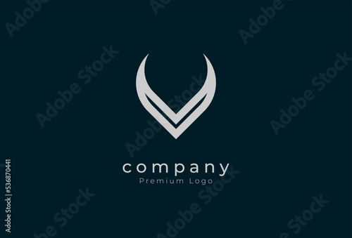 Initial V horn Logo, minimalist letter V with horn design logo, vector illustration