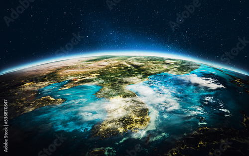 Fototapeta Naklejka Na Ścianę i Meble -  Planet Earth - Korea. Elements of this image furnished by NASA