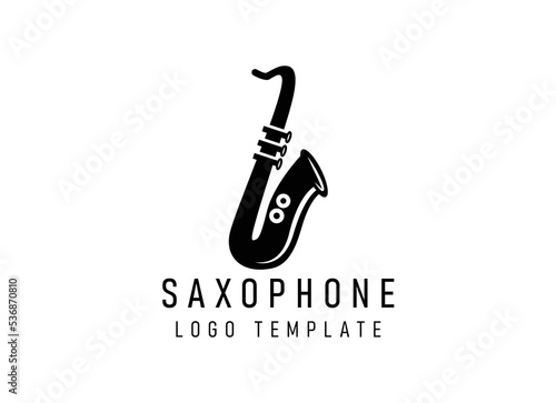 Trumpet logo design, generate melody, musical jazz instrument vector sketch illustration