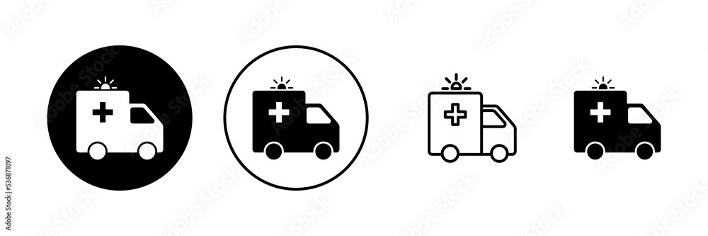 Ambulance icon vector. ambulance truck sign and symbol. ambulance car Ambulance icon vector. ambulance truck sign and symbol. ambulance car