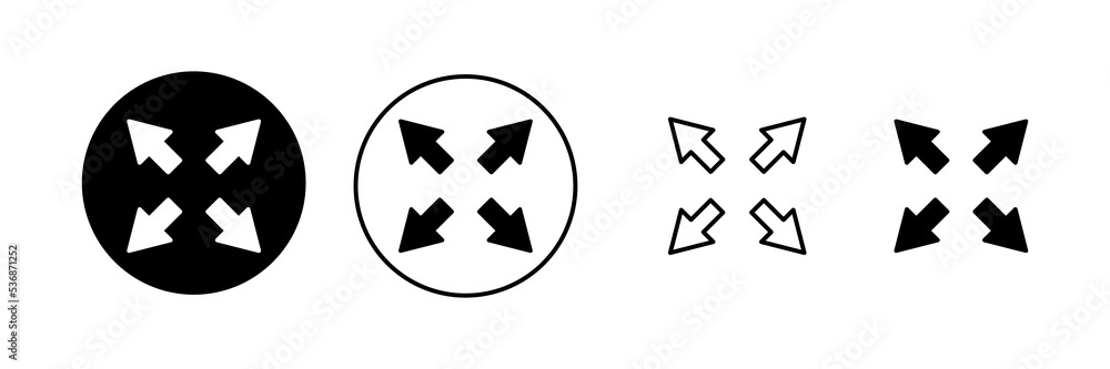 Fullscreen Icon vector. Expand to full screen sign and symbol. Arrows symbol Fullscreen Icon vector. Expand to full screen sign and symbol. Arrows symbol
