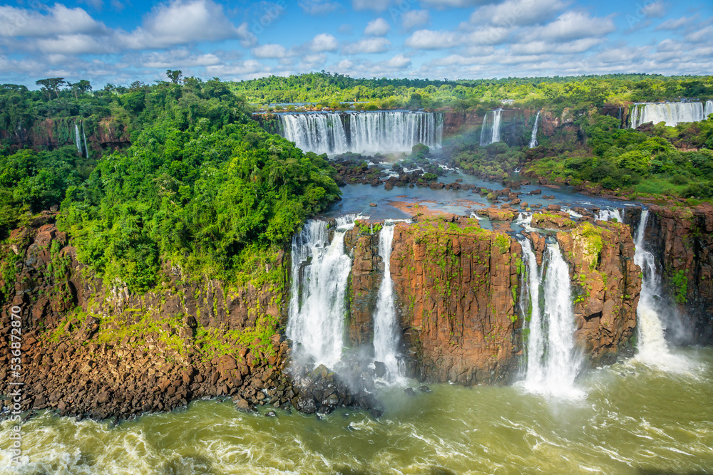 Iguazu Falls dramatic landscape, view from Argentina side, South America Iguazu Falls dramatic landscape, view from Argentina side, South America