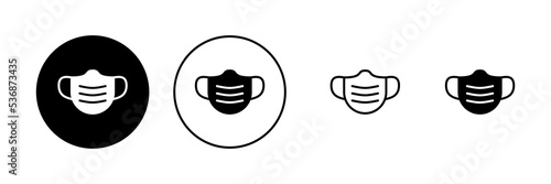 Mask icon vector. Medical mask sign and symbol. Man face with mask icon. Safety breathing mask