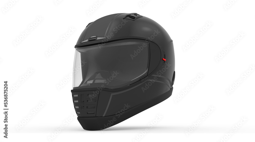 Black and Grey Helmet Left View. Isolated on White. 3D Render Black and Grey Helmet Left View. Isolated on White. 3D Render