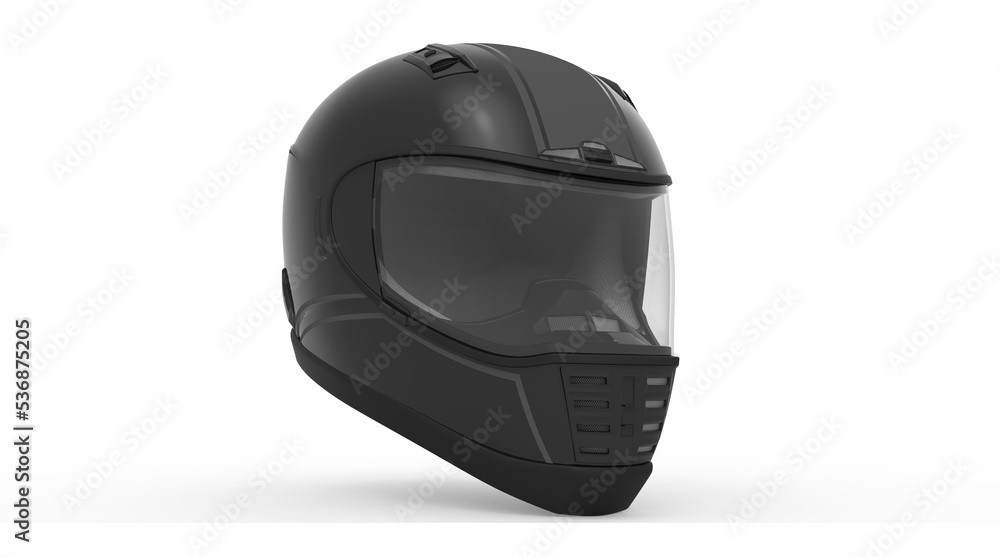 Fototapeta premium Black and Grey Helmet Right View. Isolated on White. 3D Render