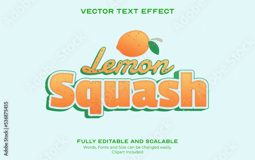Fresh Lemon Squash orange cartoon playful trendy summer text effect