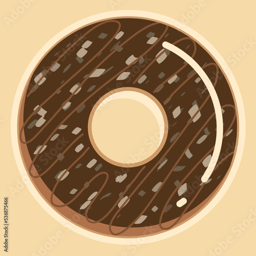 Chocolate with almond sliced topping Doughnut isolated vector on color background