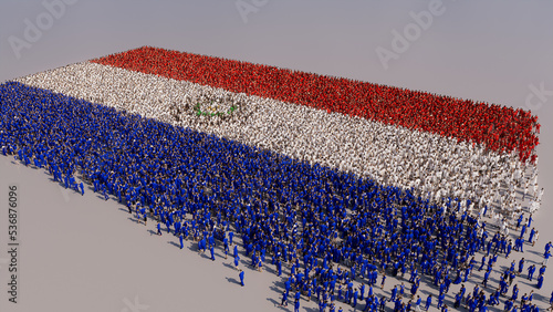 Paraguayan Flag formed from a Crowd of People. Banner of Paraguay on White. photo