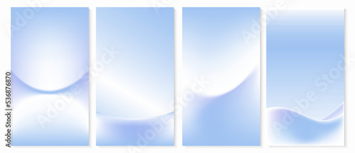 Vector set of mesh gradient backgrounds in pale blue and white. Abstract background design for social media stories, posters, package design, web banners, etc.