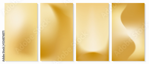 Vector set of mesh gradient backgrounds in gold. Abstract background design for social media stories, wallpaper, posters, package design, web banners, etc.