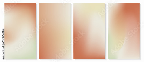Vector set of mesh gradient backgrounds in pastel autumnal colors. Abstract background design for social media stories, wallpaper, posters, package design, web banners, etc.