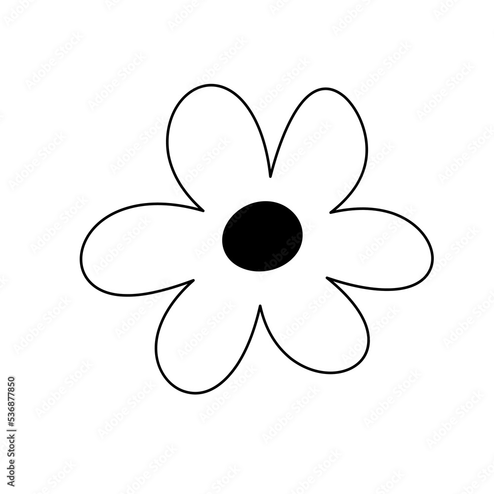 Hand drawn flower in line art doodle style. Botanical decorative element. Hand drawn flower in line art doodle style. Botanical decorative element.