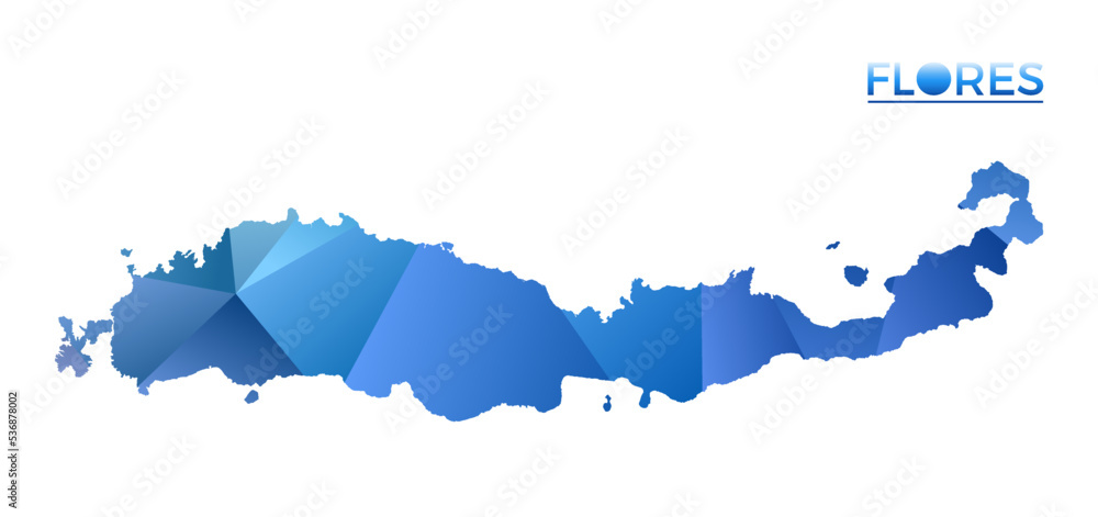 Fototapeta premium Vector polygonal Flores map. Vibrant geometric island in low poly style. Powerful illustration for your infographics.