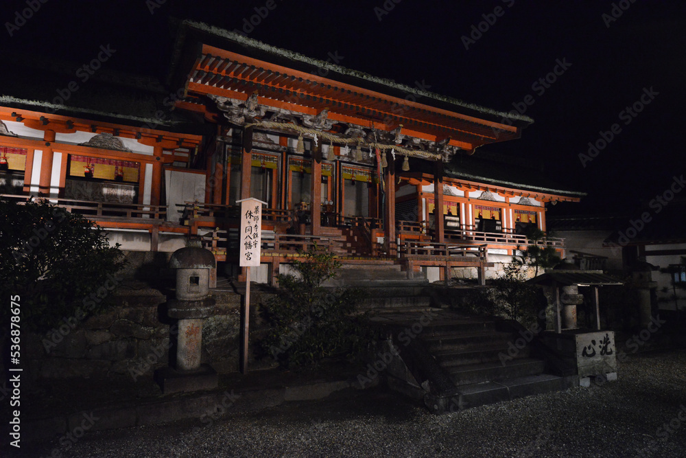 Japanese old shrine in the night