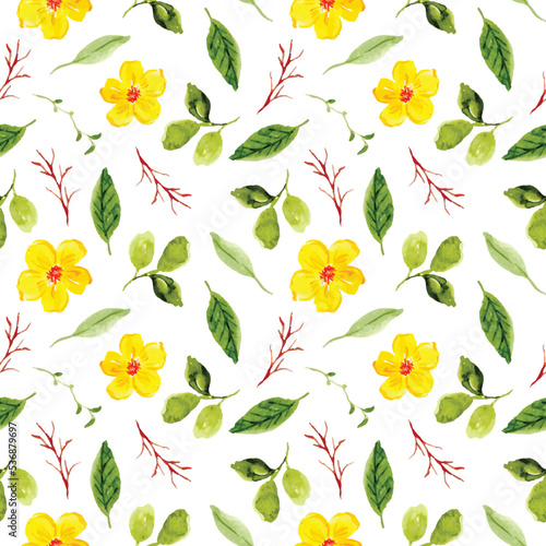 Wallpaper Mural yellow floral and leaf summer seamless pattern Torontodigital.ca