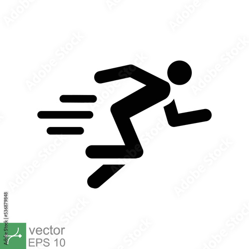 Man fast run icon. Simple solid style. Runner, athlete, person, sprint, exercise, sport concept. Glyph symbol vector illustration design isolated on white background. EPS 10.