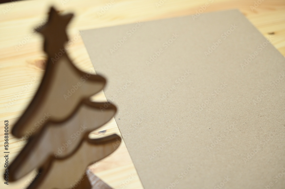 wooden christmas tree on table, celebration design wooden christmas tree on table, celebration design
