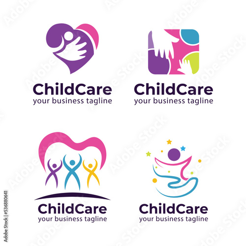 Kids Care, Kids Foundation Logo Design Vector Template 