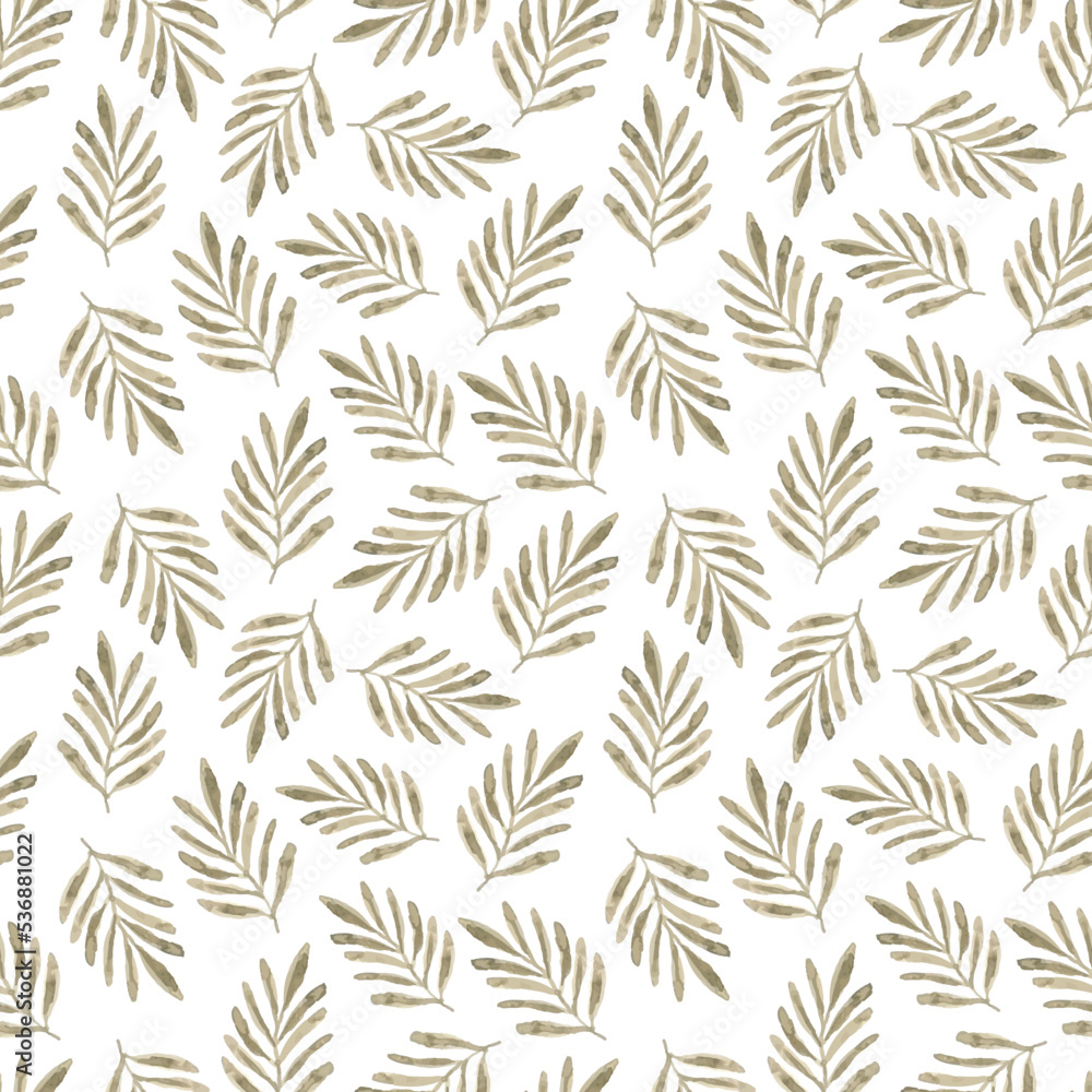 brown leaf texture watercolor seamless pattern