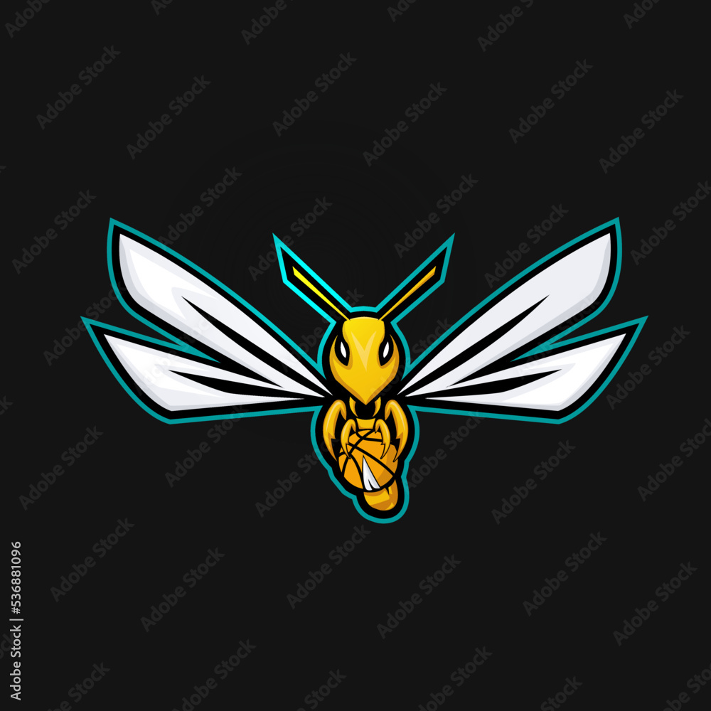 basketball team logo template with hornets vector illustration basketball team logo template with hornets vector illustration