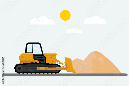 heavy machine vector bulldozer vehicle pushing the ground vector illustration