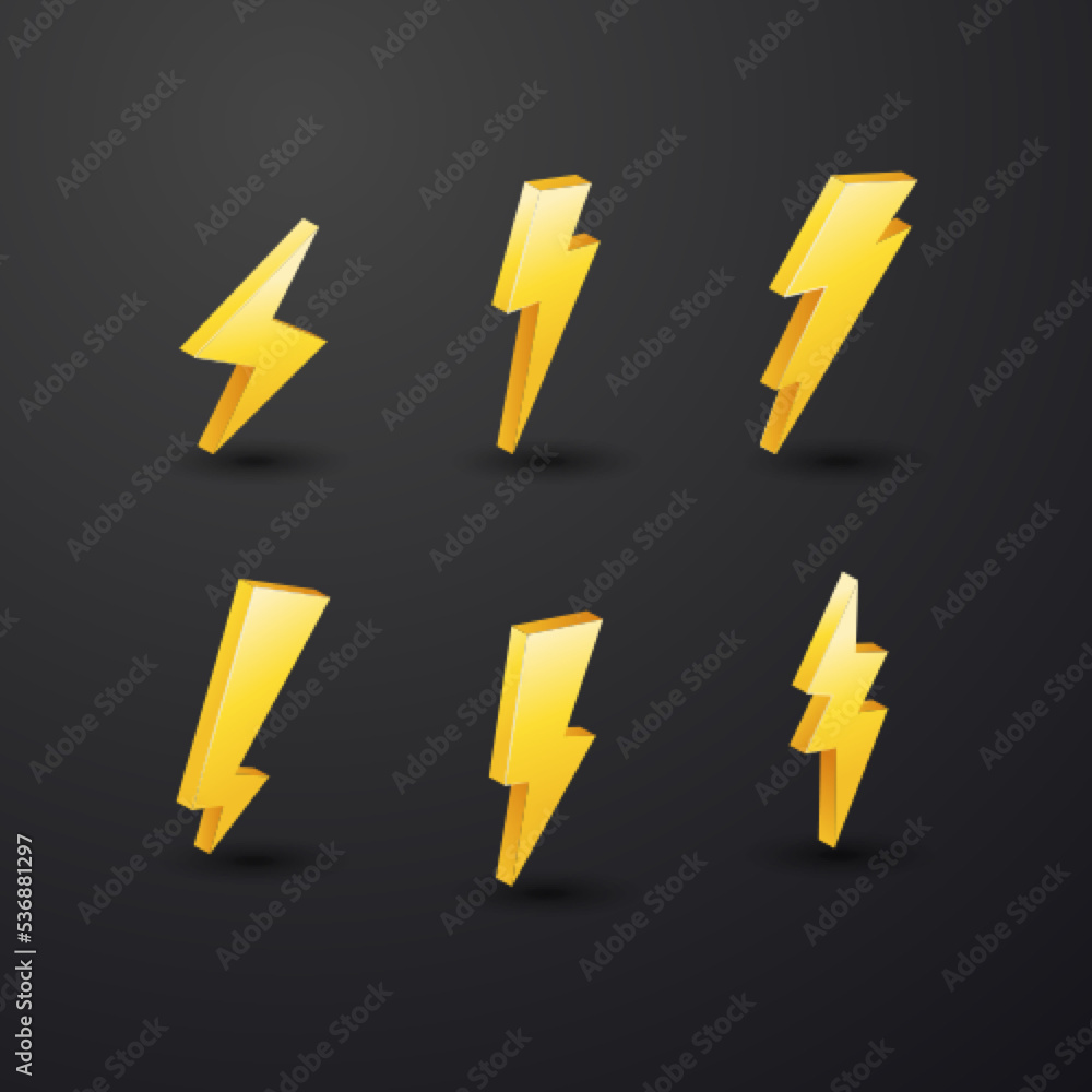 3d thunder vector isolated collection set 3d thunder vector isolated collection set