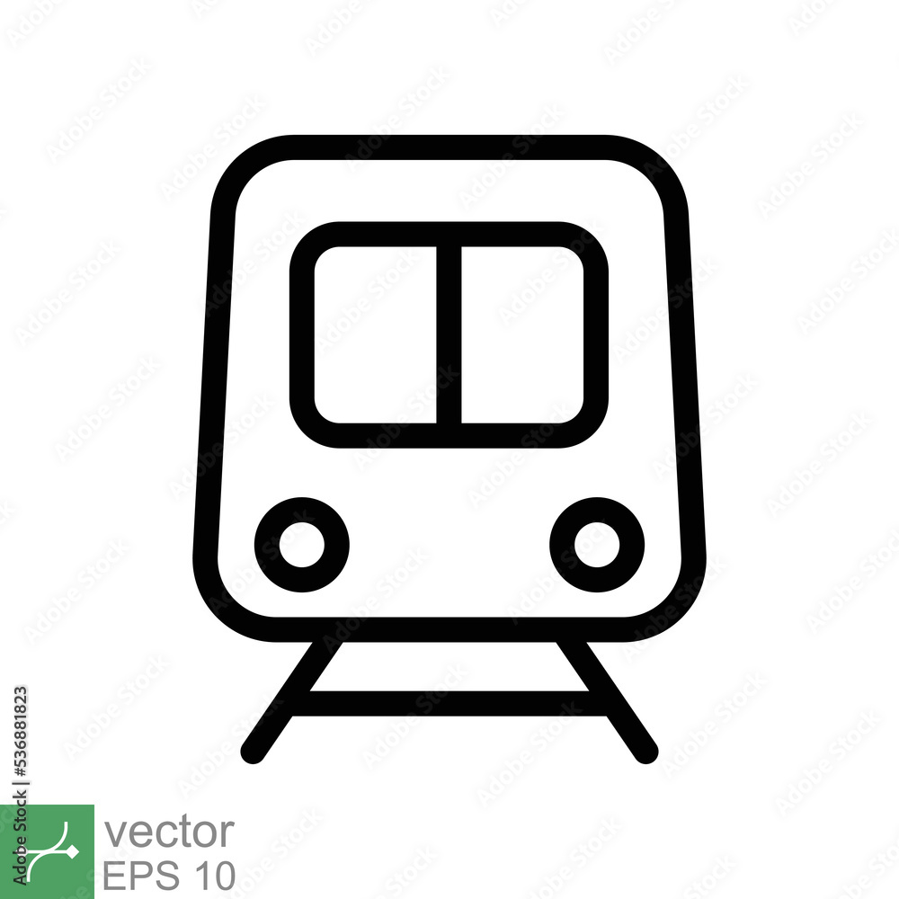 Train icon. Simple outline style. Station, tram, subway, transportation concept. Thin line vector illustration isolated on white background. EPS 10. Train icon. Simple outline style. Station, tram, subway, transportation concept. Thin line vector illustration isolated on white background. EPS 10.