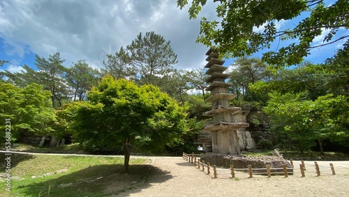 Unjusa, known as the temple of residing clouds or the temple of one thousand stone Buddhas and one thousand stone pagodas in South Korea, in the summer of 2022.  photo