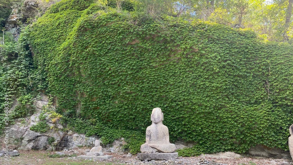 Unjusa, known as the temple of residing clouds or the temple of one thousand stone Buddhas and one thousand stone pagodas in South Korea, in the summer of 2022. Unjusa, known as the temple of residing clouds or the temple of one thousand stone Buddhas and one thousand stone pagodas in South Korea, in the summer of 2022.