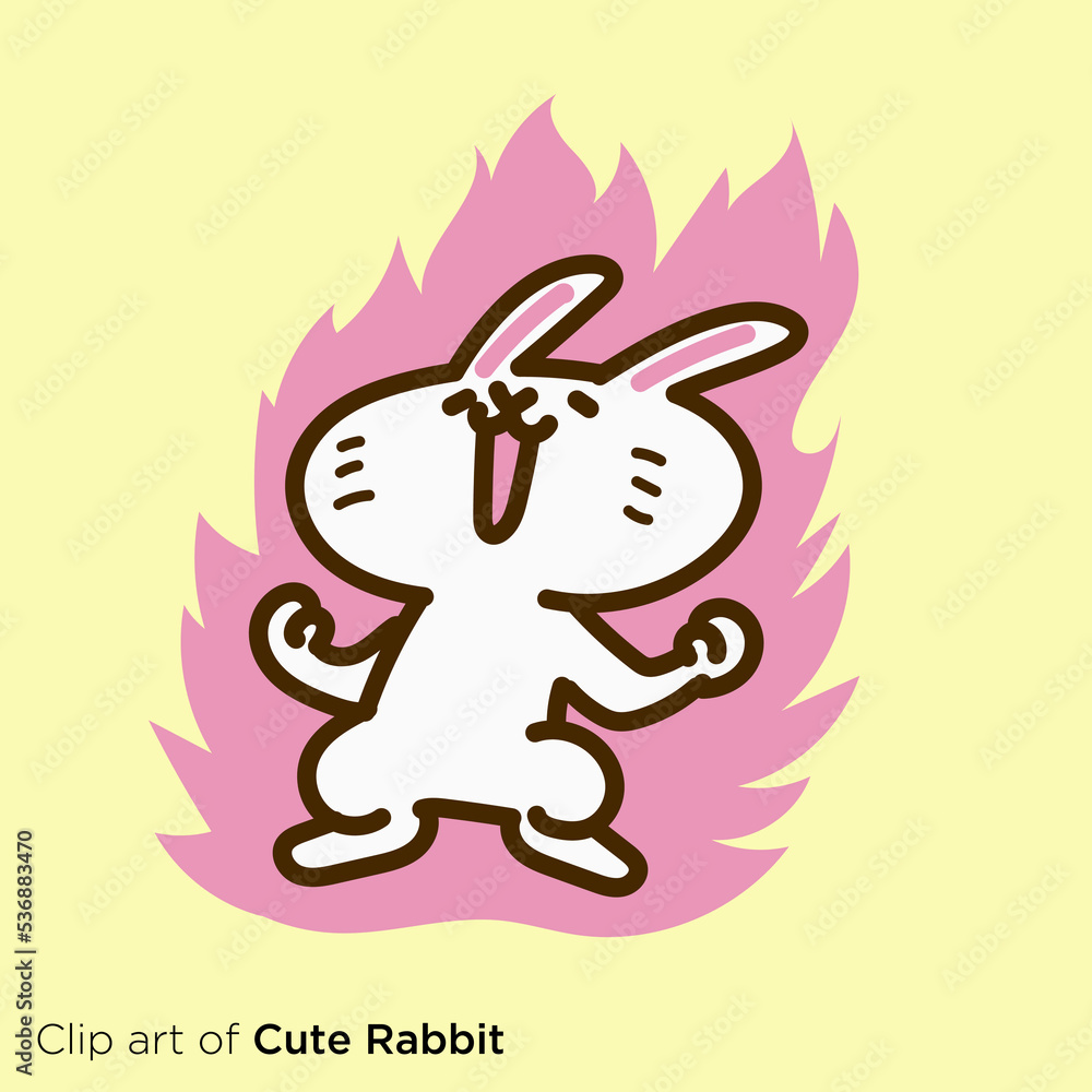 ウサギのキャラクターイラストシリーズ　「闘志に燃えるウサギ」