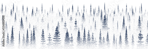 Forest, imitation of a pencil drawing. Vector sketch, banner. 