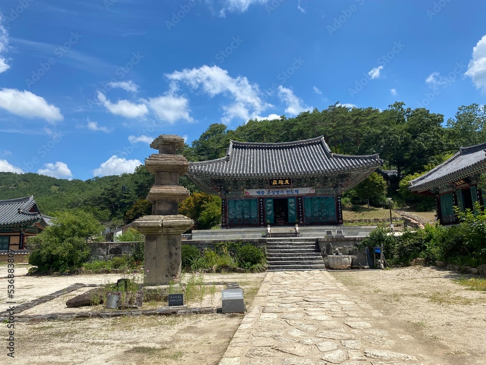 Unjusa, known as the temple of residing clouds or the temple of one thousand stone Buddhas and one thousand stone pagodas in South Korea, in the summer of 2022. Unjusa, known as the temple of residing clouds or the temple of one thousand stone Buddhas and one thousand stone pagodas in South Korea, in the summer of 2022.