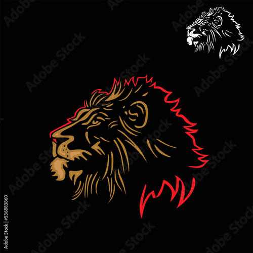 Fototapeta Naklejka Na Ścianę i Meble -  great lion head logo, silhouette of brave predator vector illustrations
