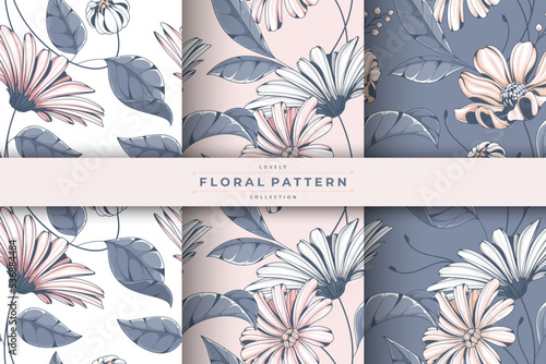 hand drawn lovely floral pattern collection