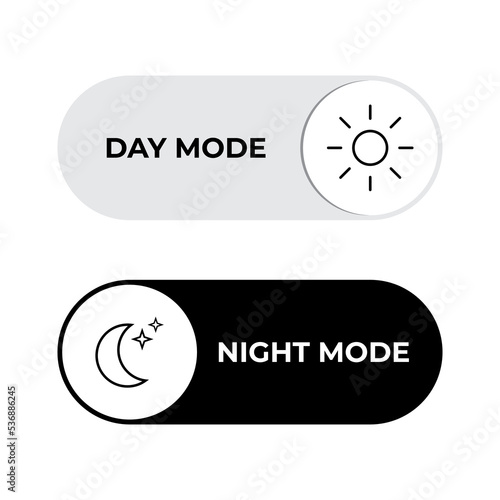 Day night mode icon vector. Light and dark switch button interface