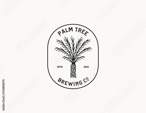 Vintage palm tree logo design for brewing company