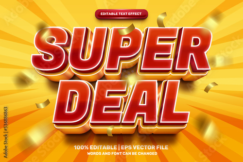 Super deal sale promo bold 3d editable text effect