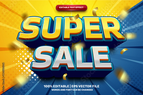 Glossy super sale comic Style Bold 3D Editable text Effect Style