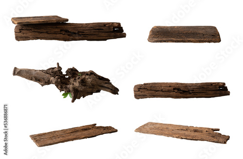Set of bark tree and branch abstract podium display products minimal concept, Isolated on white background