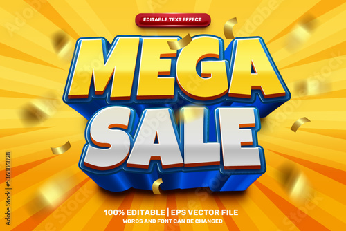 Glossy mega sale comic Style Bold 3D Editable text Effect Style